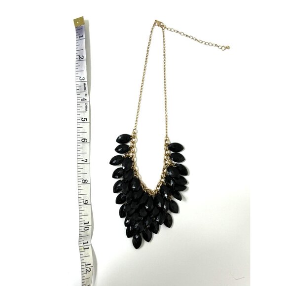 BLACK TEARDROP‎ STATEMENT BIB NECKLACE Jewelry Beaded Wedding Witchy Whimsigoth - Picture 2 of 2